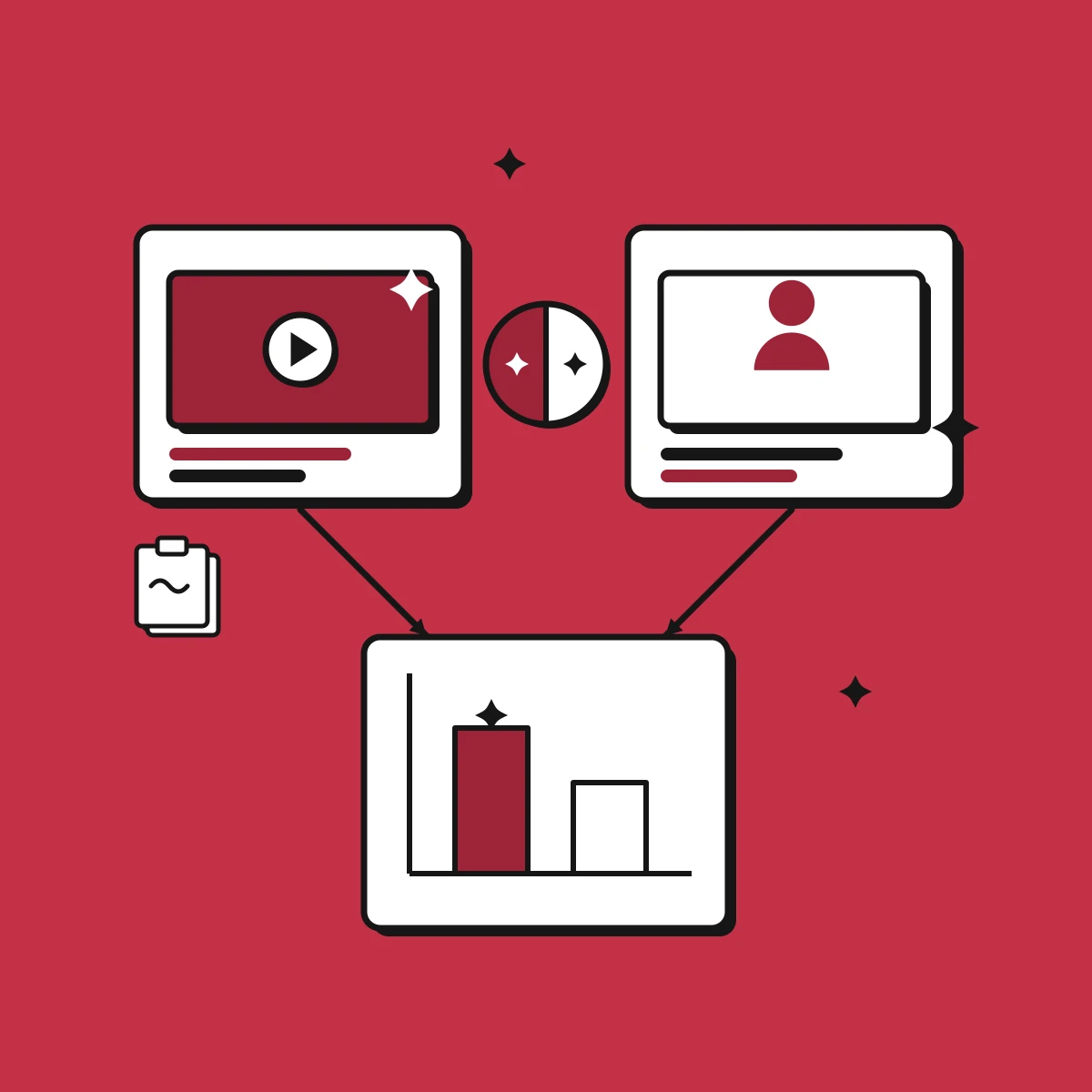 Illustration comparing AI-generated UGC with creator-led influencer marketing